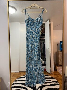 Free People Blue Floral Maxi Slip Dress